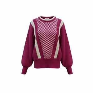 ✨VINTAGE✨ Fuchsia Sweater with White Details